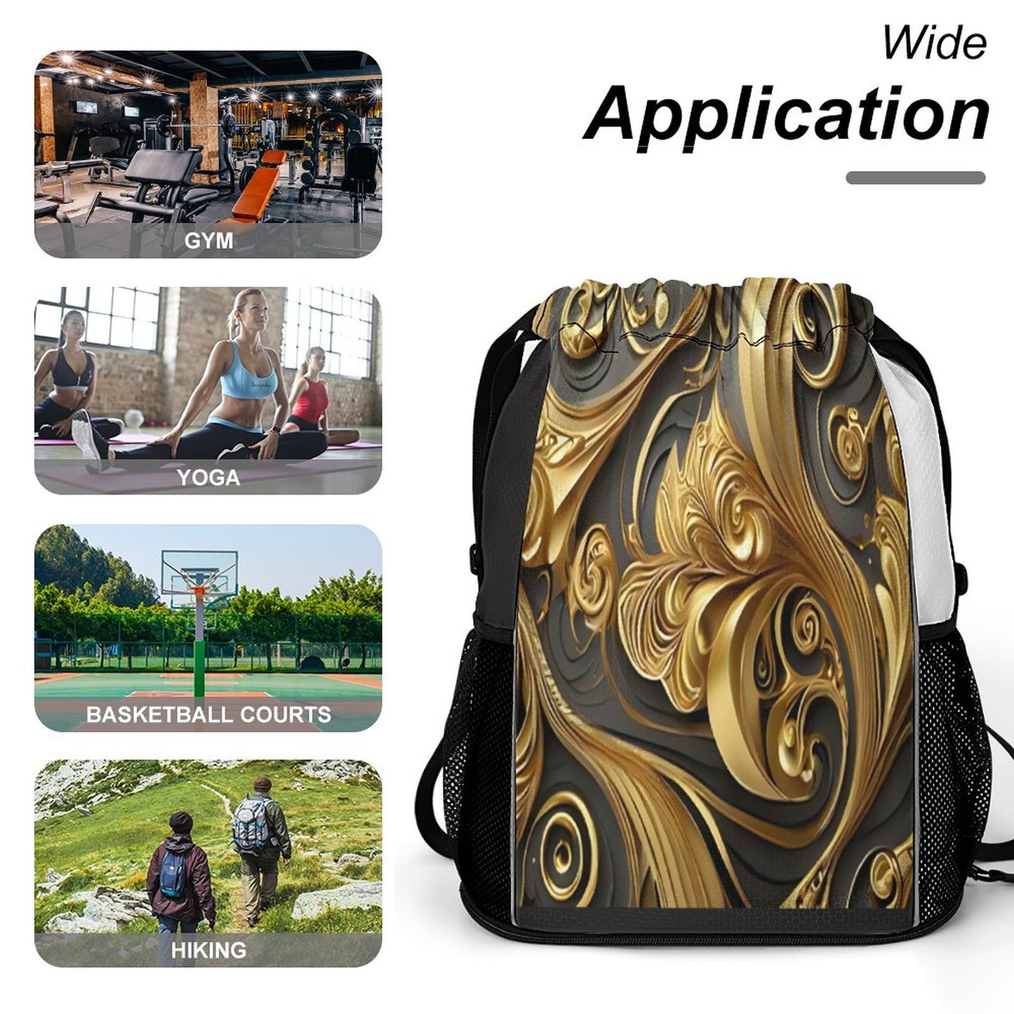 Waffle Cloth Sprots Drawstring Bag (Multi-Sites)