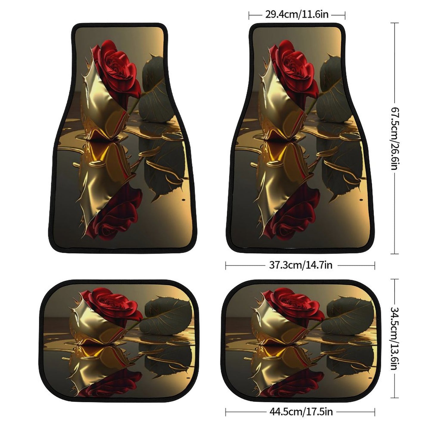 Car Mat Set of 4-ROSE ON GOLD