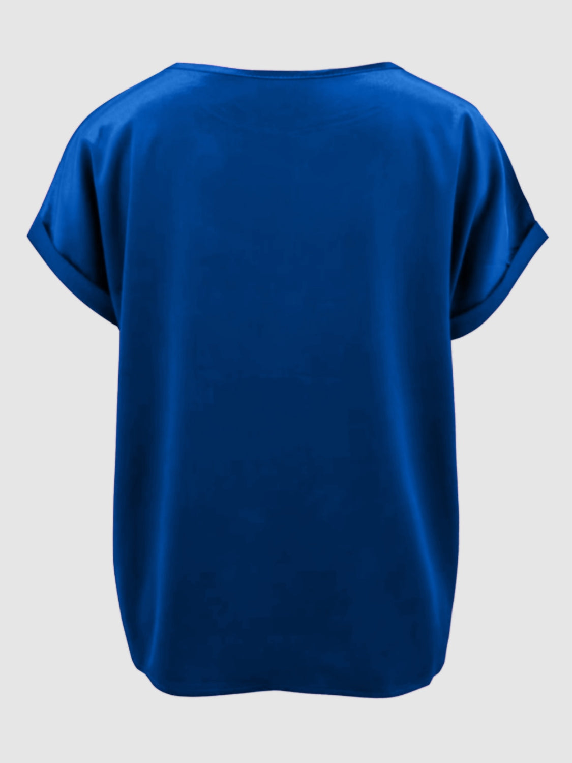 Satin Round Neck Short Sleeve Blouse (black/white/royal blue/lilac/pink/blue/burgundy/green)-SMALL-2XL