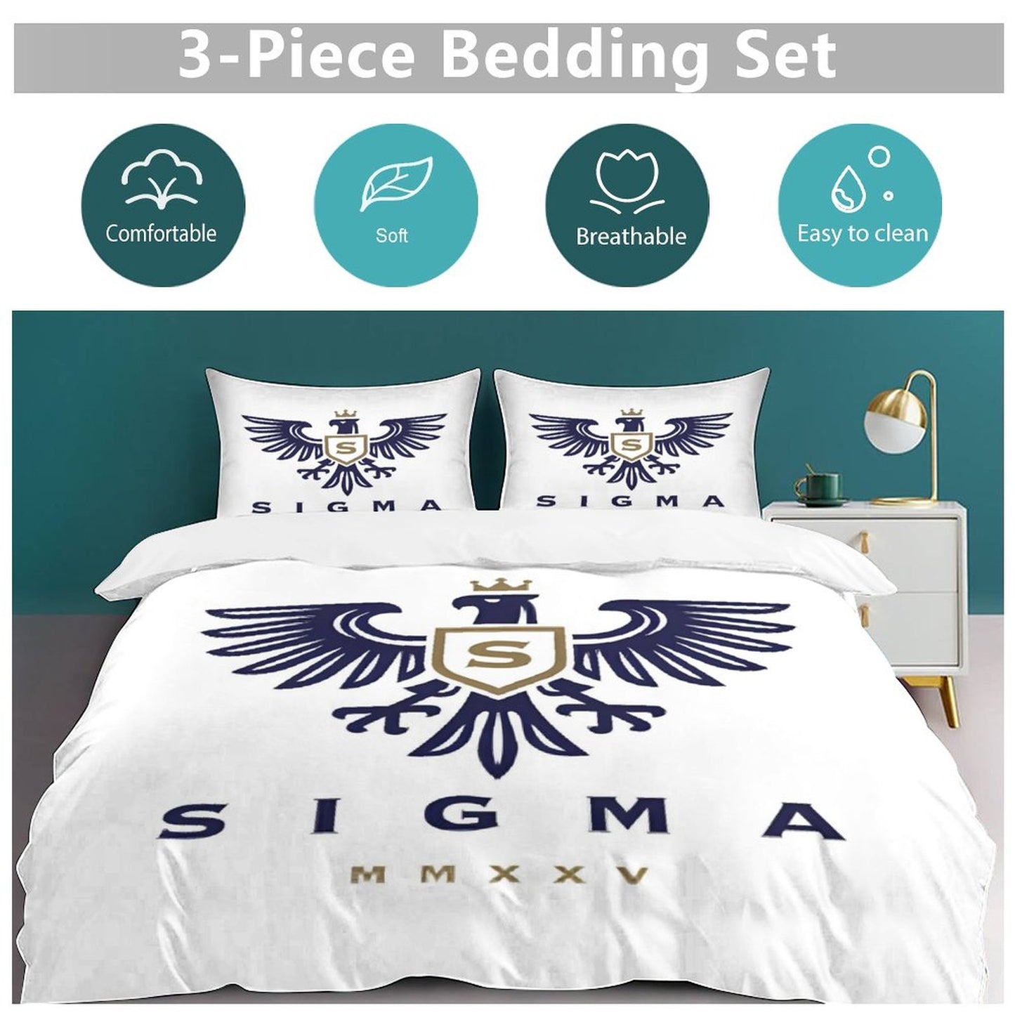 3-Piece Bedding Set-86"×70"/ 218×177cm (Dual-sideded Printing)