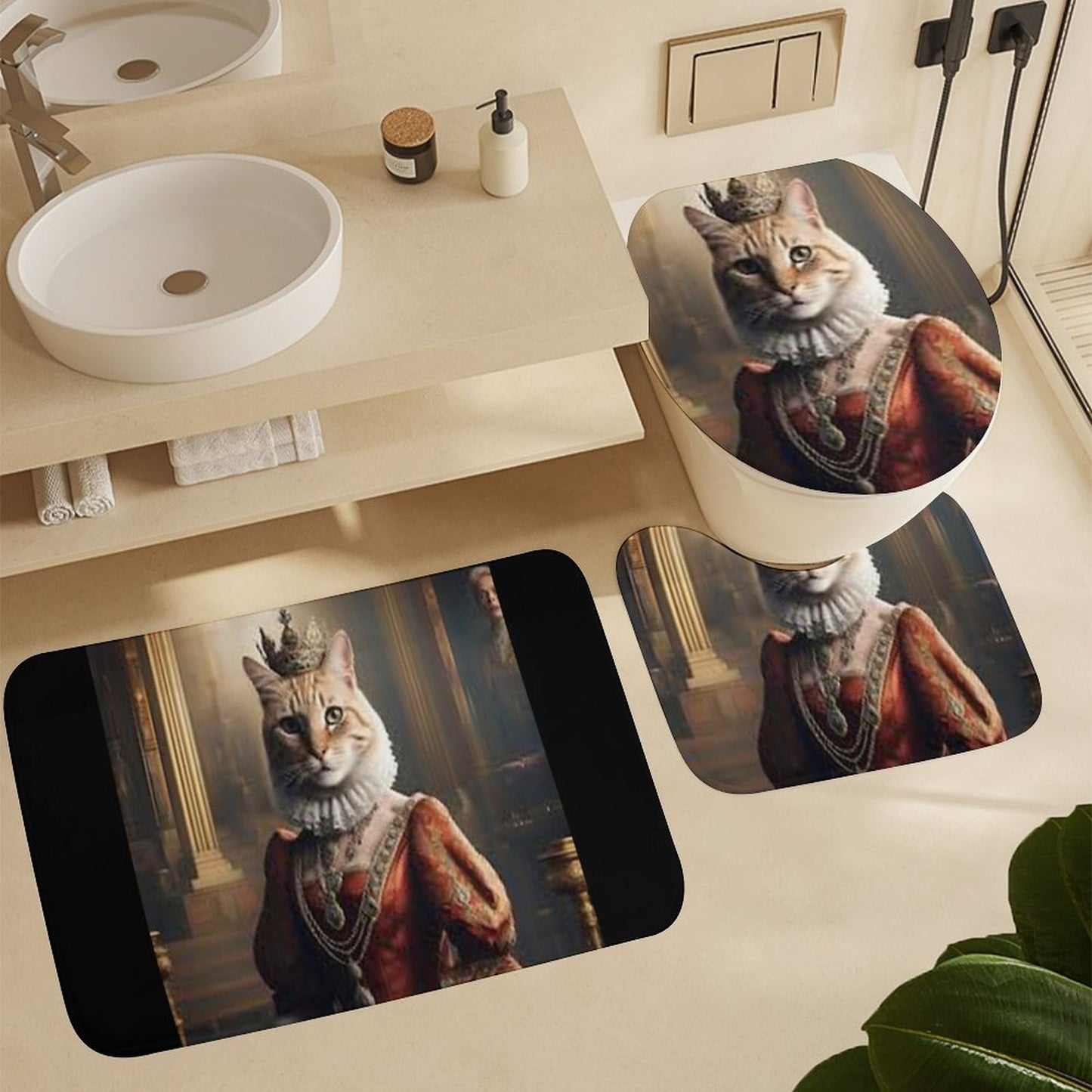 Coral Velvet Restroom Rug Set of 3-19.7"x31.5"/50x80cm