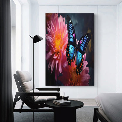 BLUE BUTTERFLY Unframed Art Canvas (Vertical 2:3)-8x12 inch/12x18 inch