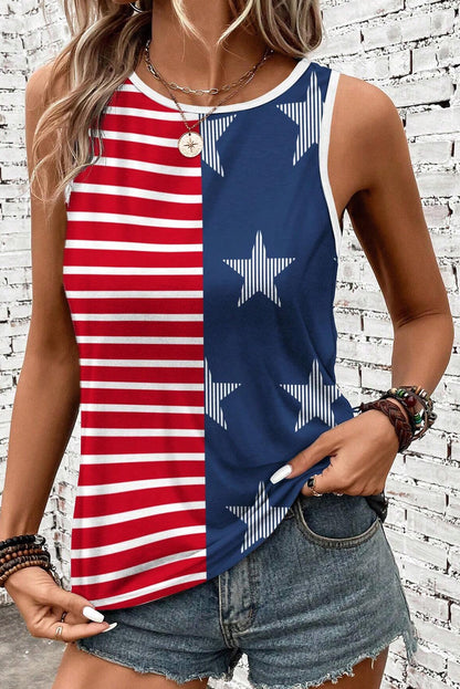 US Flag Round Neck Tank-SMALL-XL