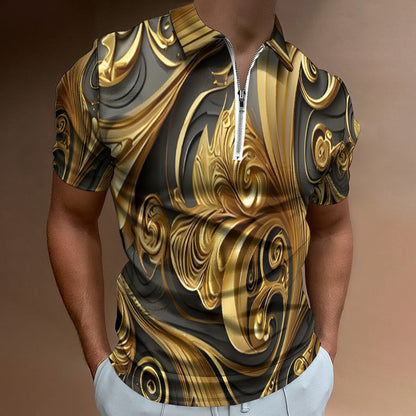 Men's Short Sleeve POLO Shirt with Zipper B470 (All-Over Printing)