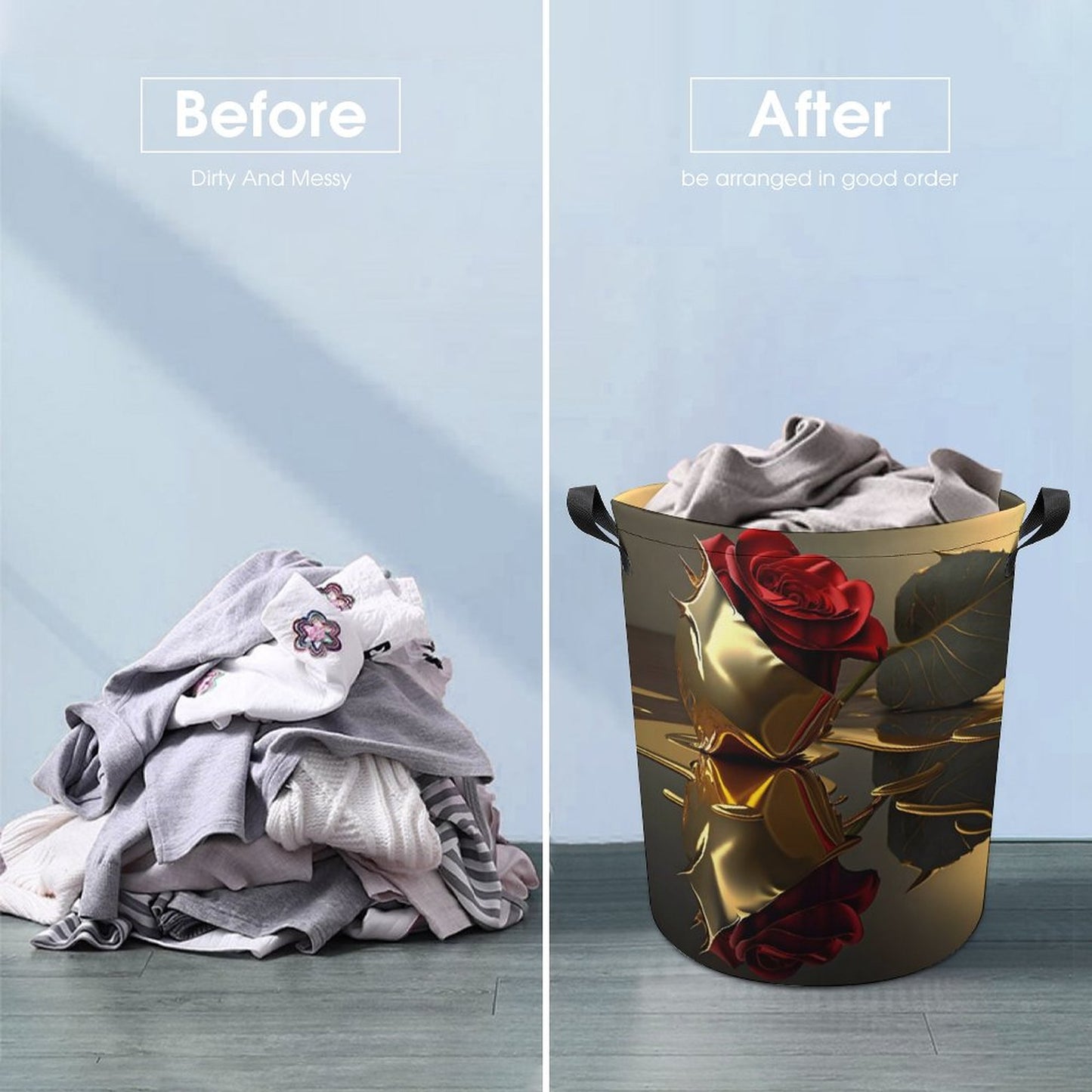ROSE IN GOLD Collapsible Laundry Basket