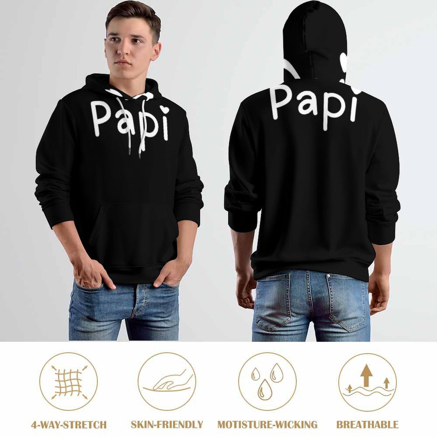 230gsm Men's Cool Hoodie with Double-layer Cap (All-Over Printing)