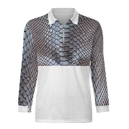 Quarter Zip Men's Long Sleeve POLO Shirt RL (All-Over Printing)