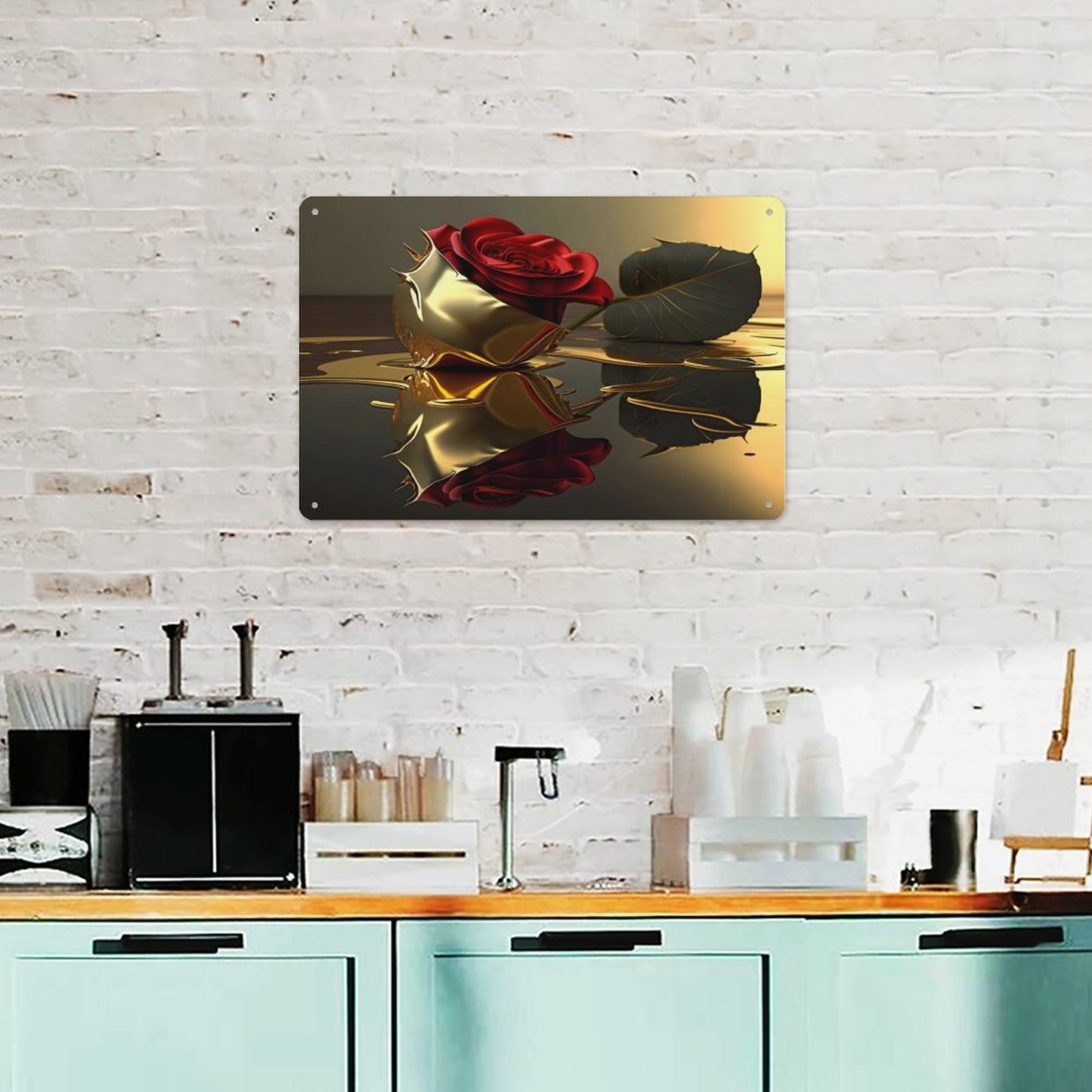 Custom Decorative Metal Sign-Horizontal 8"x12"/20x30cm-ROSE ON GOLD