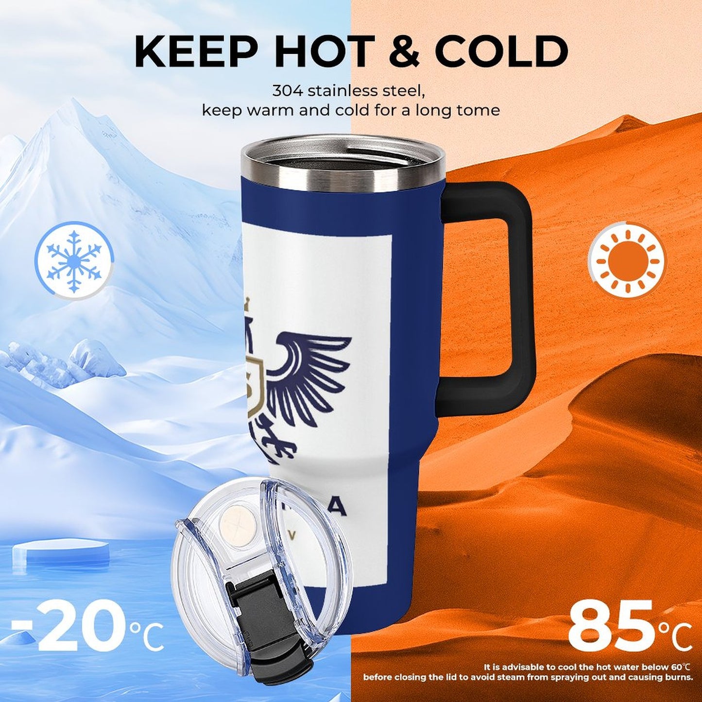 40oz Insulated Tumbler with Handle and Straw