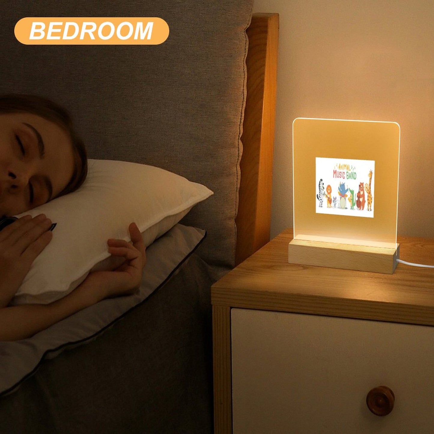 Acrylic Night Light with Wooden Base