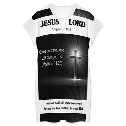 200gsm Women's Casual V Neck Dress(All-Over Printing)
