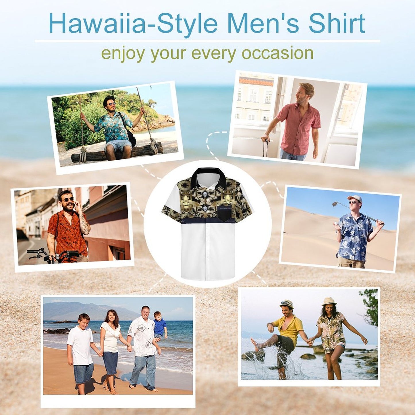 Men's Short Sleeve Father's Day Shirt with Pocket B339 (XS-7XL)