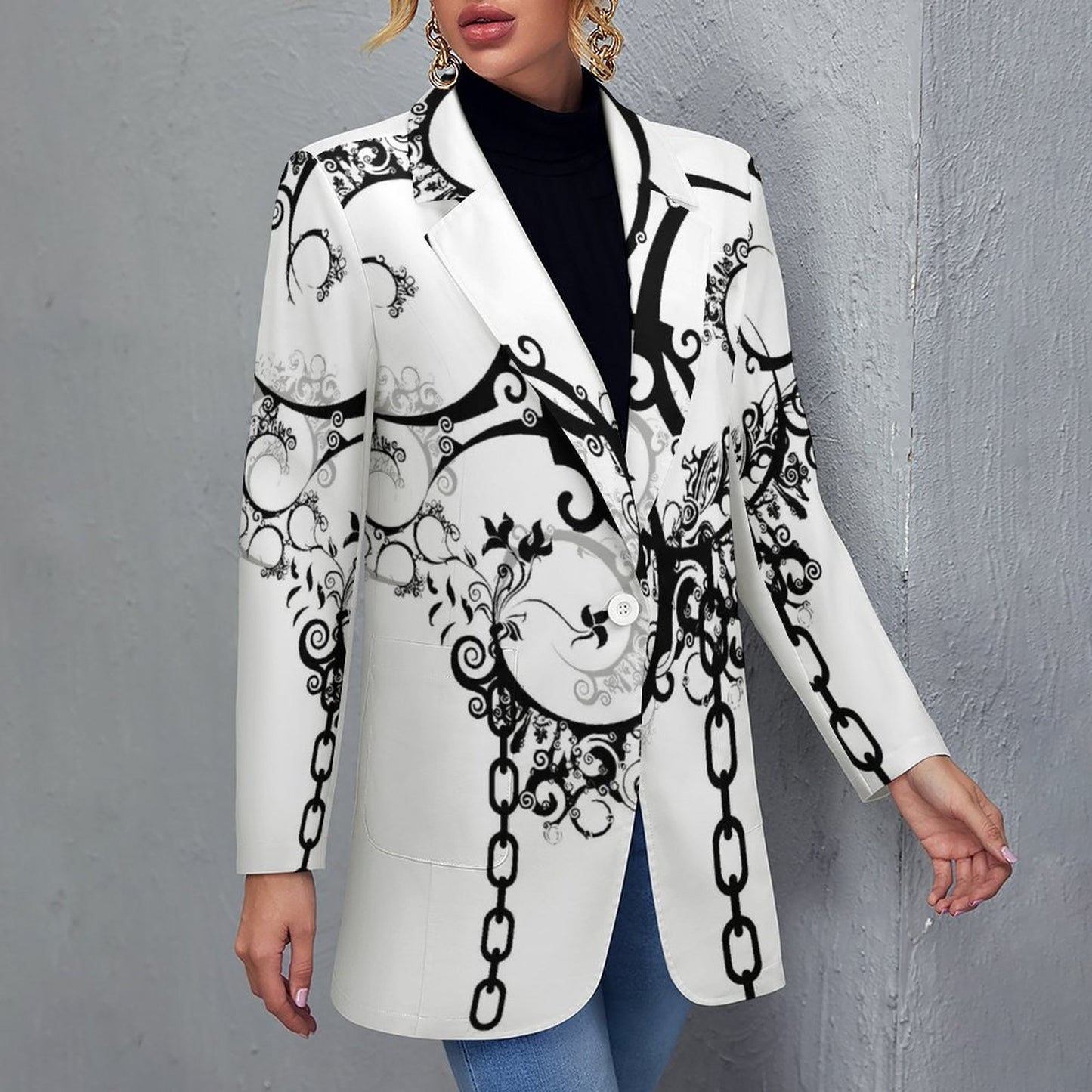 Women's Casual Blazer (All-Over Printing)