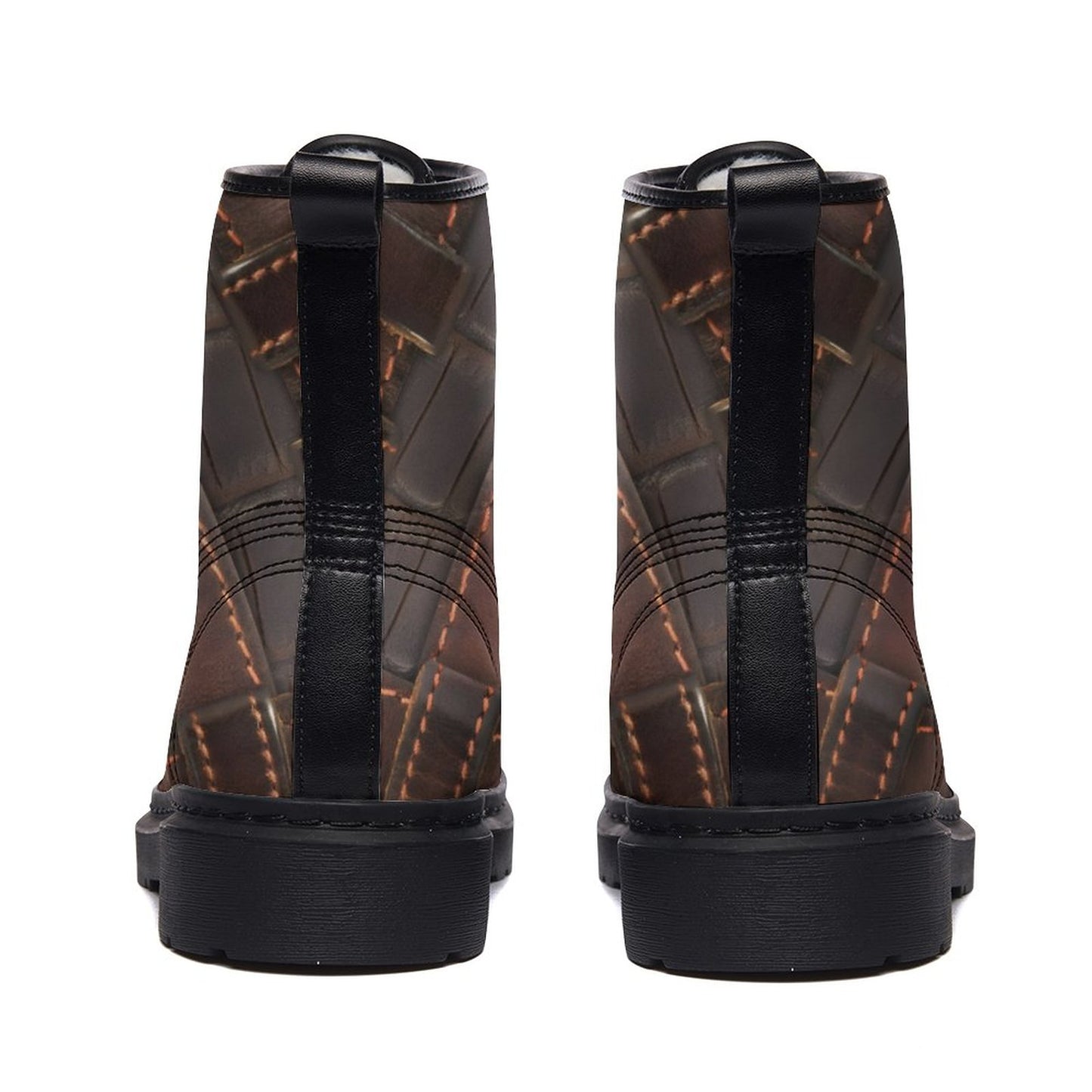 RUGGED LEATHER BUCKLE Print Unisex Plush Fur Boots