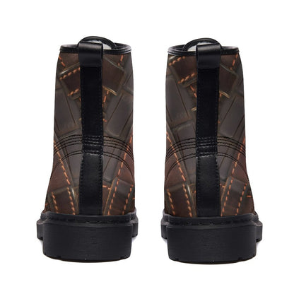 RUGGED LEATHER BUCKLE Print Unisex Plush Fur Boots