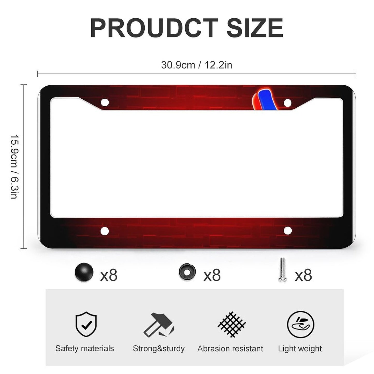 License Plate Frames with 4 Round Holes (1 Pair)