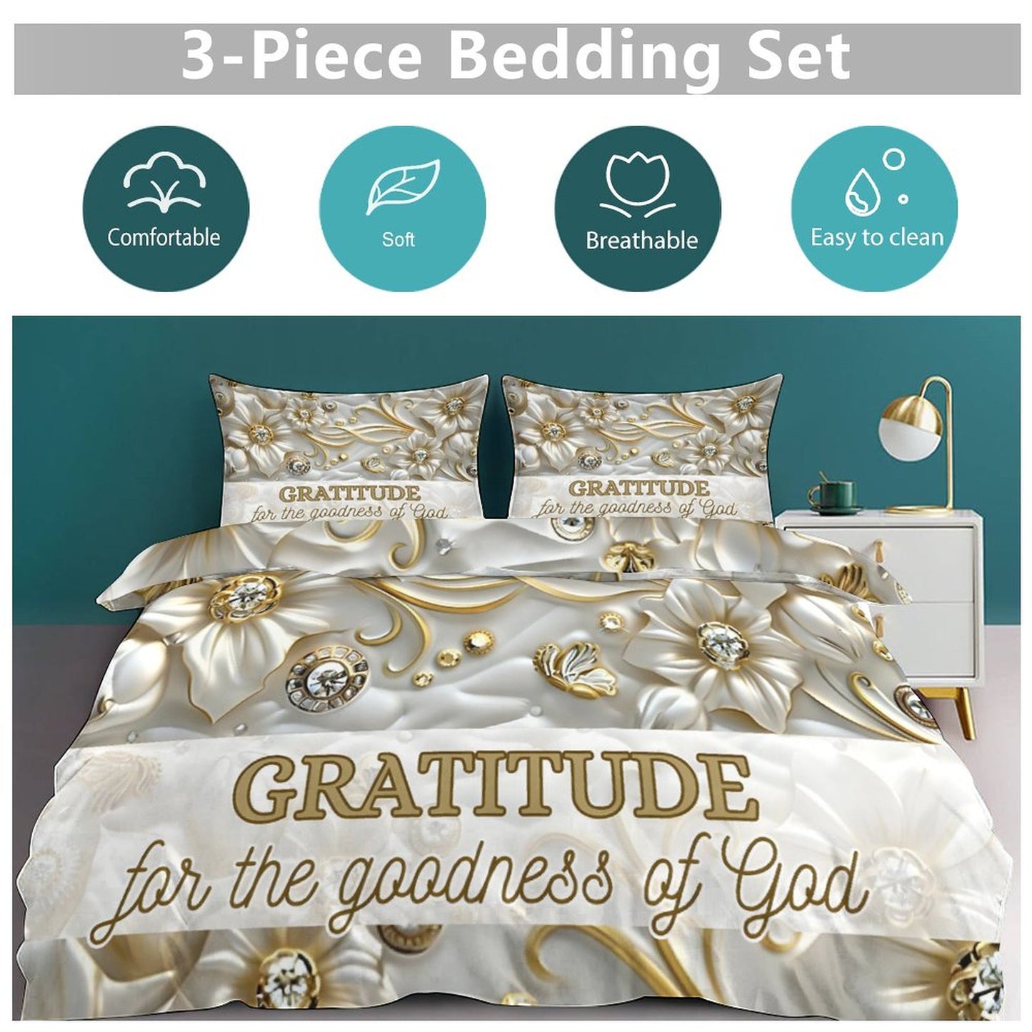 3-Piece Bedding Set-102"x90"/ 259x229cm (Dual-sided Printing)