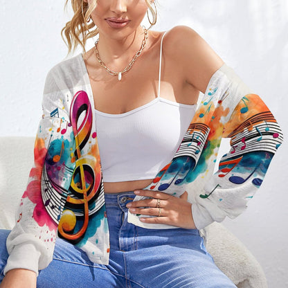 MUSIC GRAFFITI Open Front Cardigan