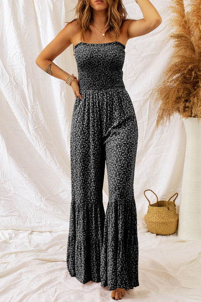 Floral Spaghetti Strap Wide Leg Jumpsuit-SMALL-XL