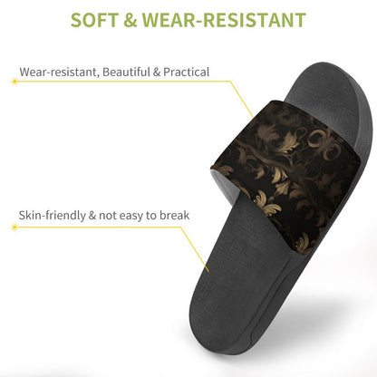 BLACK & GOLD ACCENT Unisex PVC Slippers or Slides