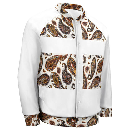 ORANGE PAISLEY Men's Baseball Jacket-*2XS-6XL