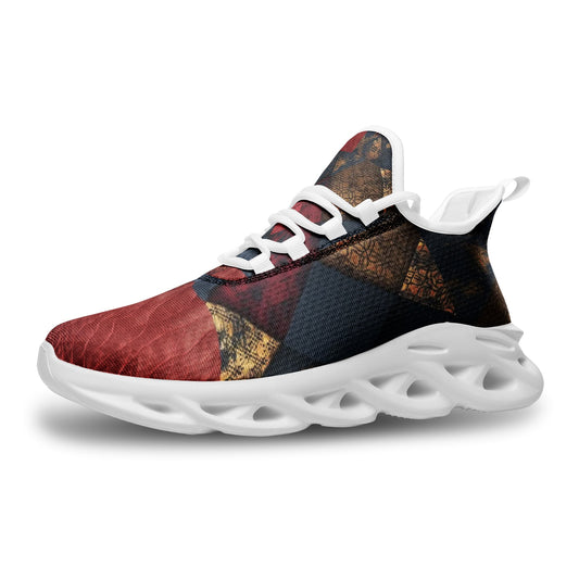 TRIANGLES & LEATHER Unisex Bounce Mesh Knit Sneakers (white or black soles)