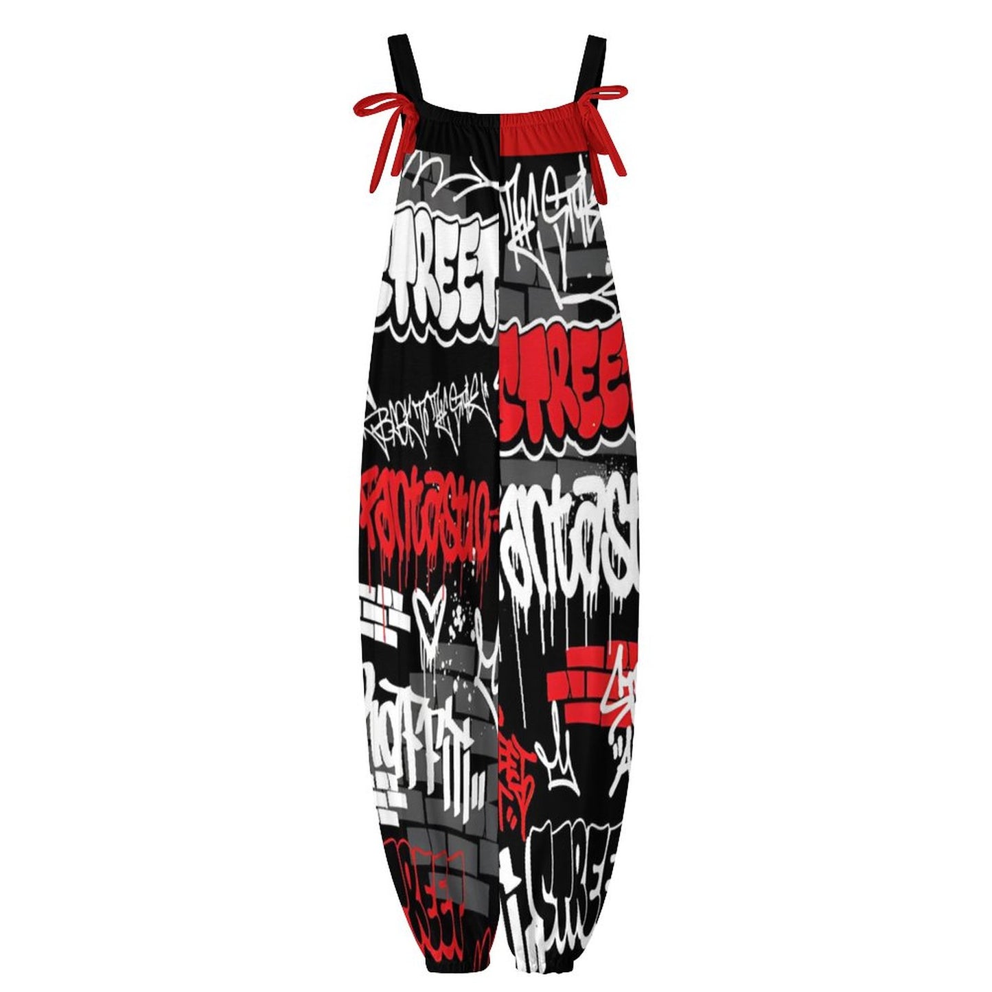 B/R/W GRAFFITI Spaghetti Strap Jumpsuit