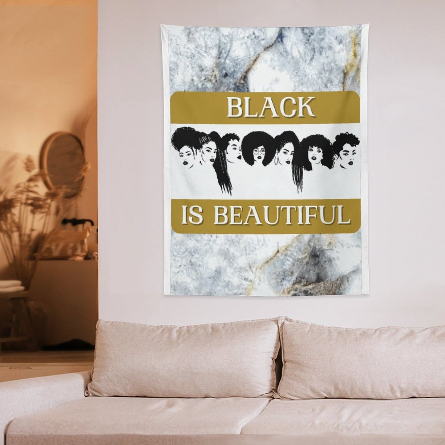 Wall Art with Vertical Tapestry