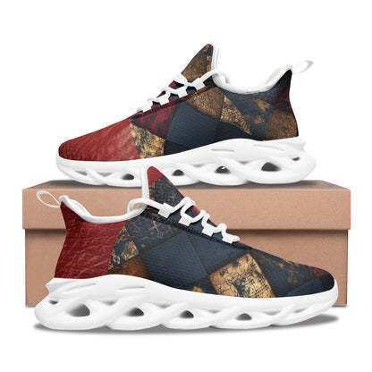TRIANGLES & LEATHER Unisex Bounce Mesh Knit Sneakers (white or black soles)