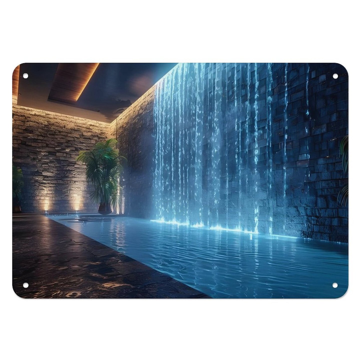 WALL WATERFALL Horizontal Metal Wall Art Tin Sign-5.5"x7.9"/14x20cm