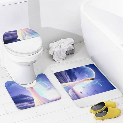 Shower Curtain Set with 3 Rugs