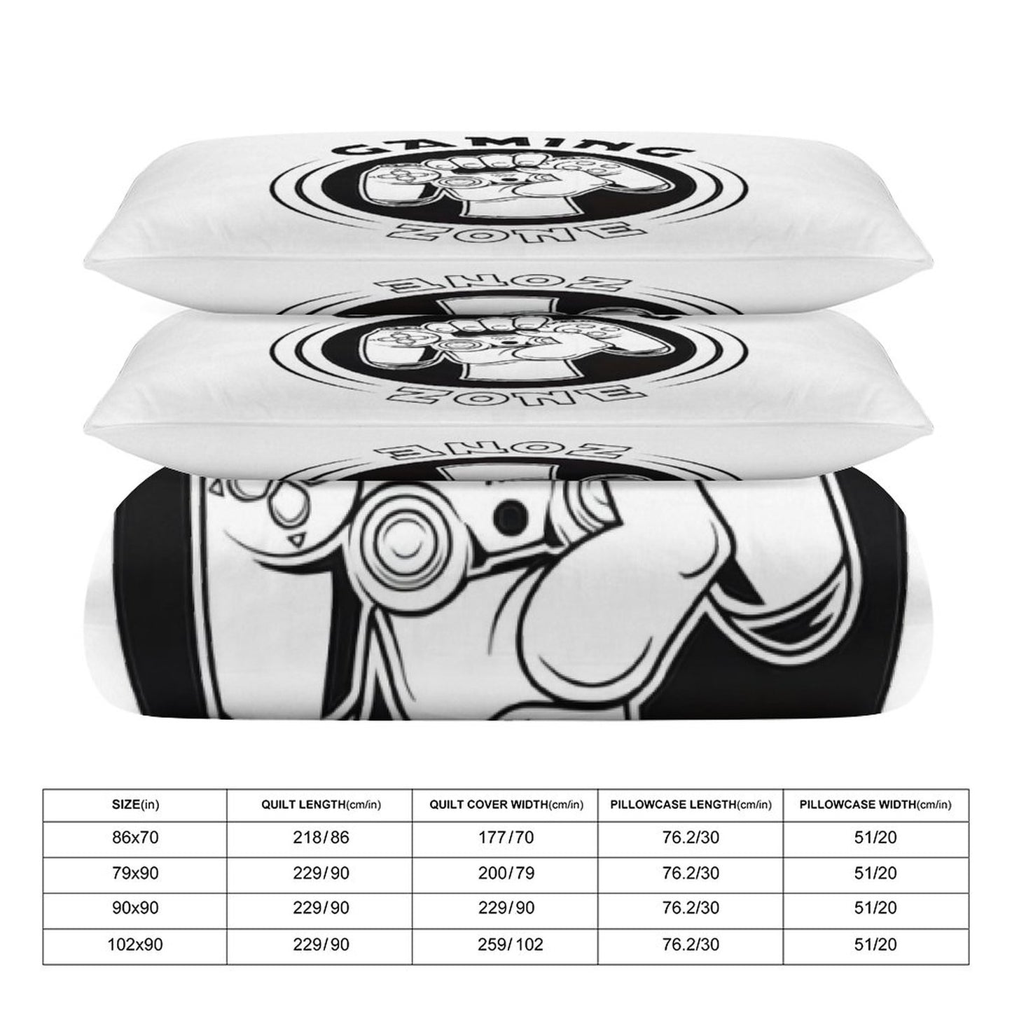 3-Piece Bedding Set-86"×70"/ 218×177cm (Dual-sideded Printing)