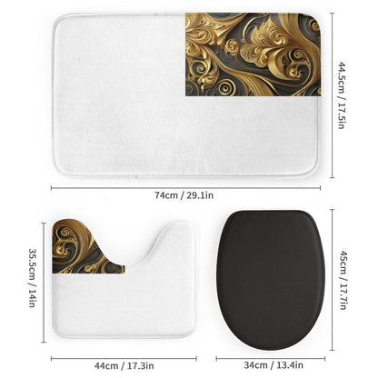 Shower Curtain Set with 3 Rugs