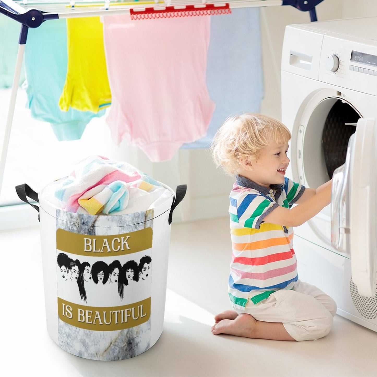 Drawstring collapsible Laundry Basket