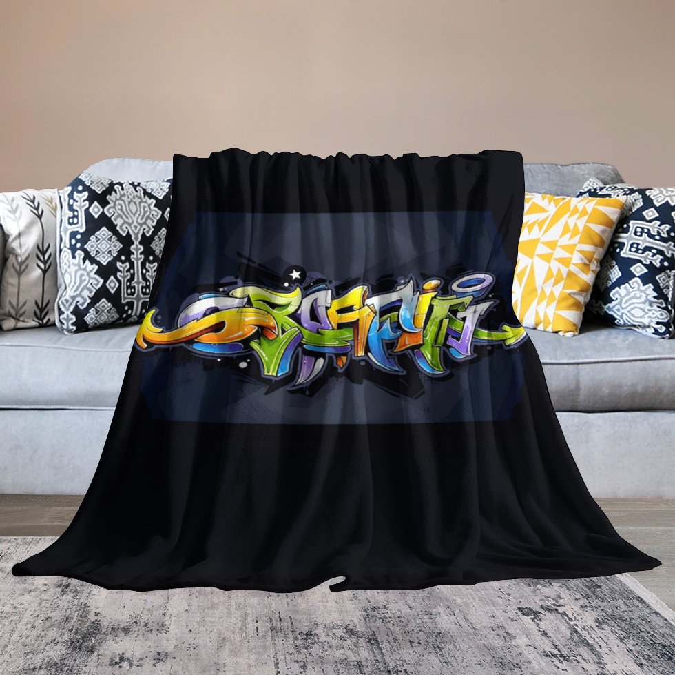 COLORFUL GRAFFITI Plush Flannel Blanket-40"x50"-dual-sided image