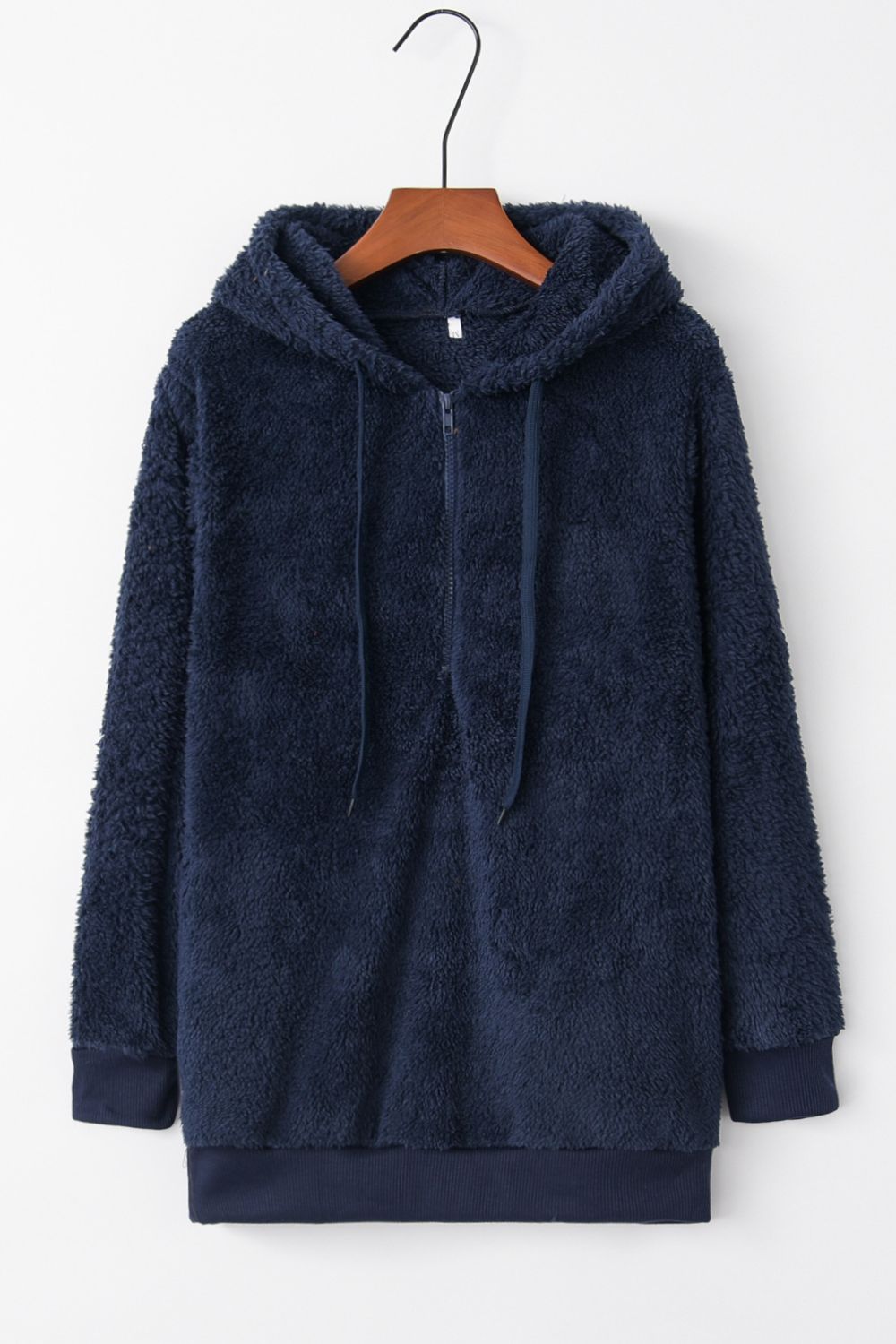 Full Size Quarter-Zip Drawstring Teddy Hoodie (many colors)-SMALL-3XL
