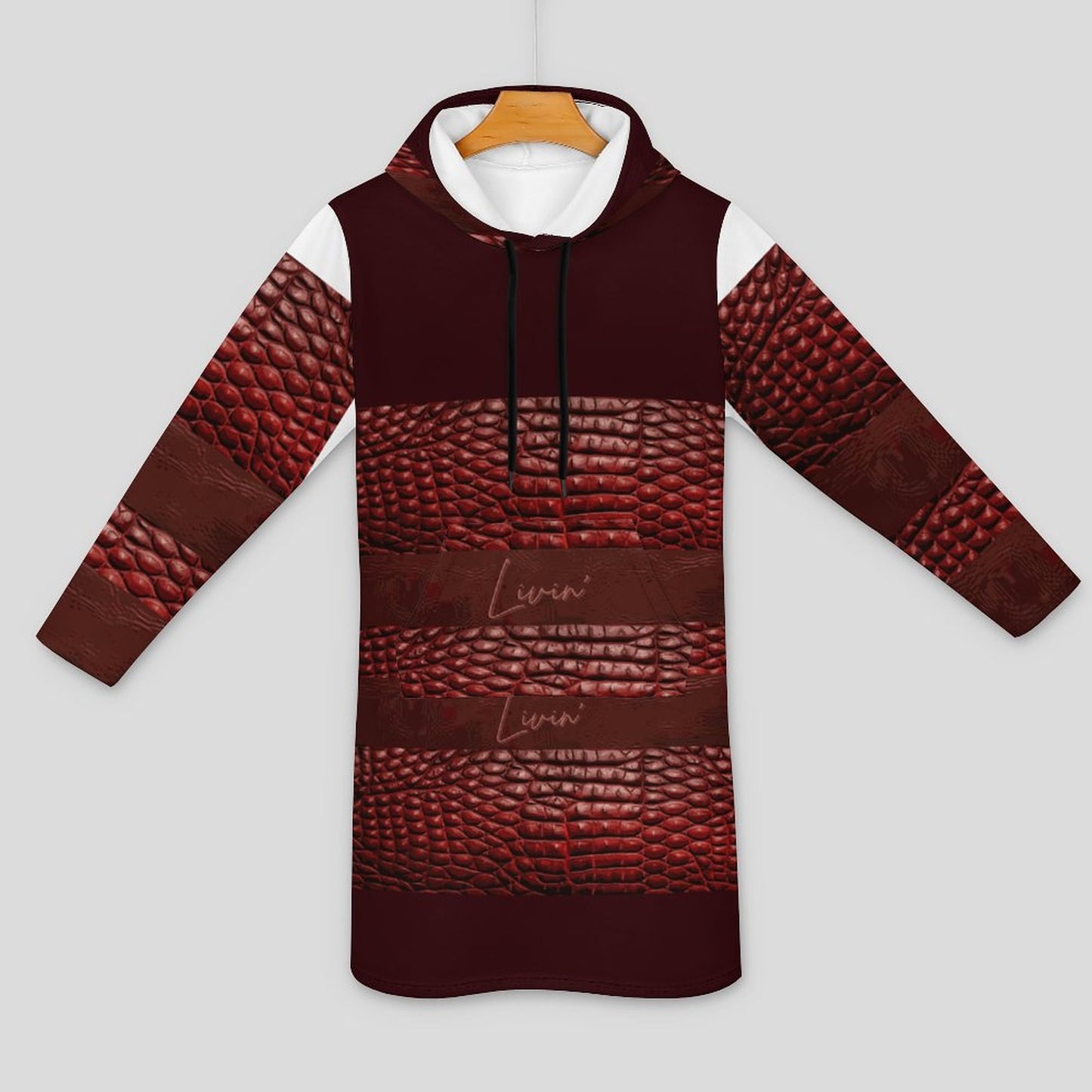 230gsm Long Sleeve Hoodie Dress DS003 (All-Over Printing)