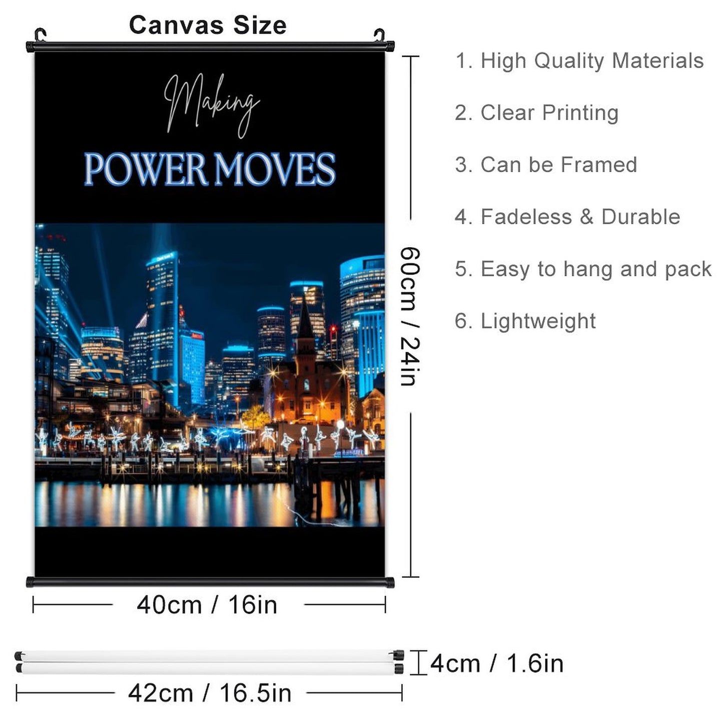 Canvas Hanging Poster with Scrolls-16"x24"/ 40x60cm