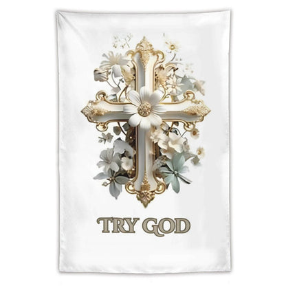Wall Art with Vertical Tapestry-TRY GOD