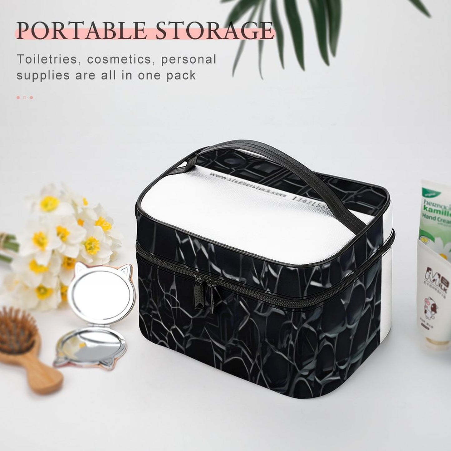 Make-up bag with Lychee pattern PU material