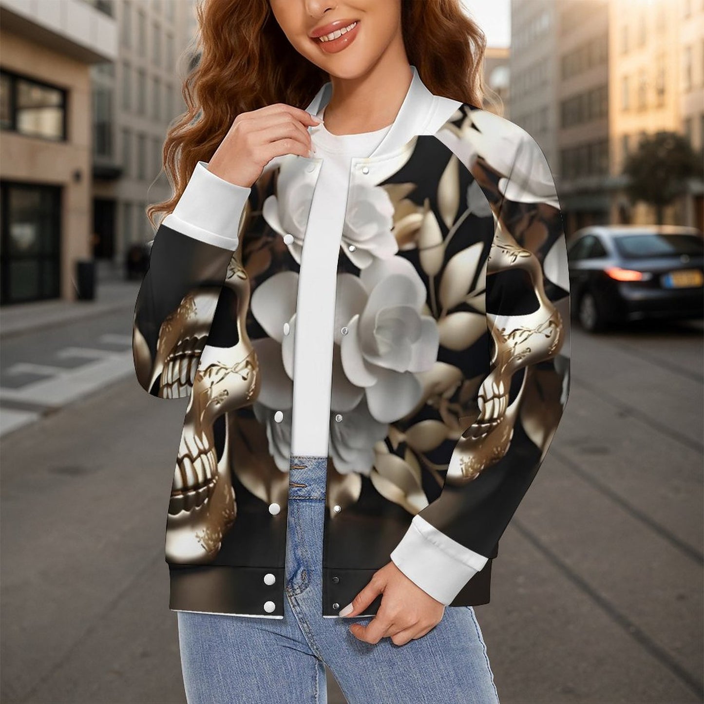180gsm Women's Baseball Jacket(All-Over Printing)