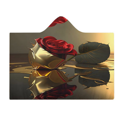 ROSE IN GOLD Wrap Hooded Blanket-50"x60"/ 130x150cm
