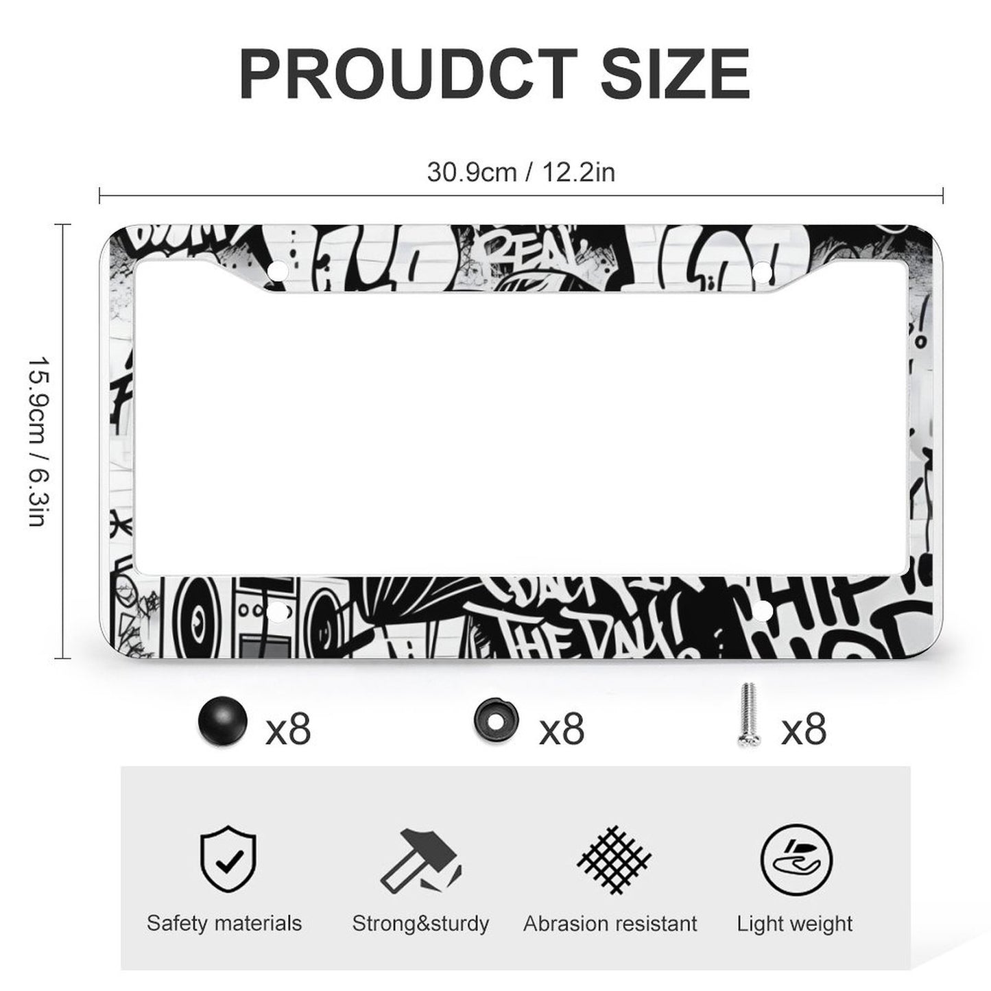 License Plate Frames with 4 Round Holes (1 Pair)