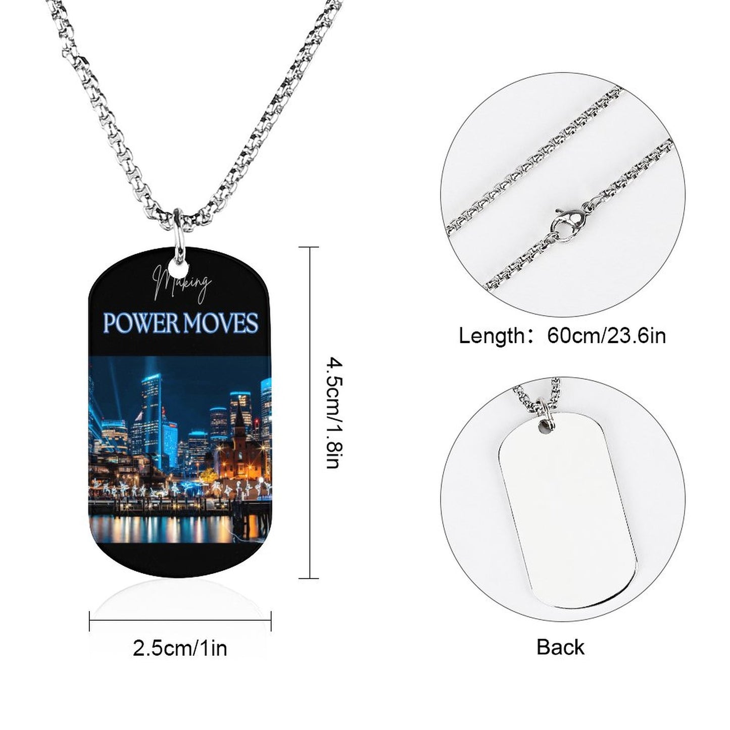 Memorial Necklace with Titanium Steel Square Pendant