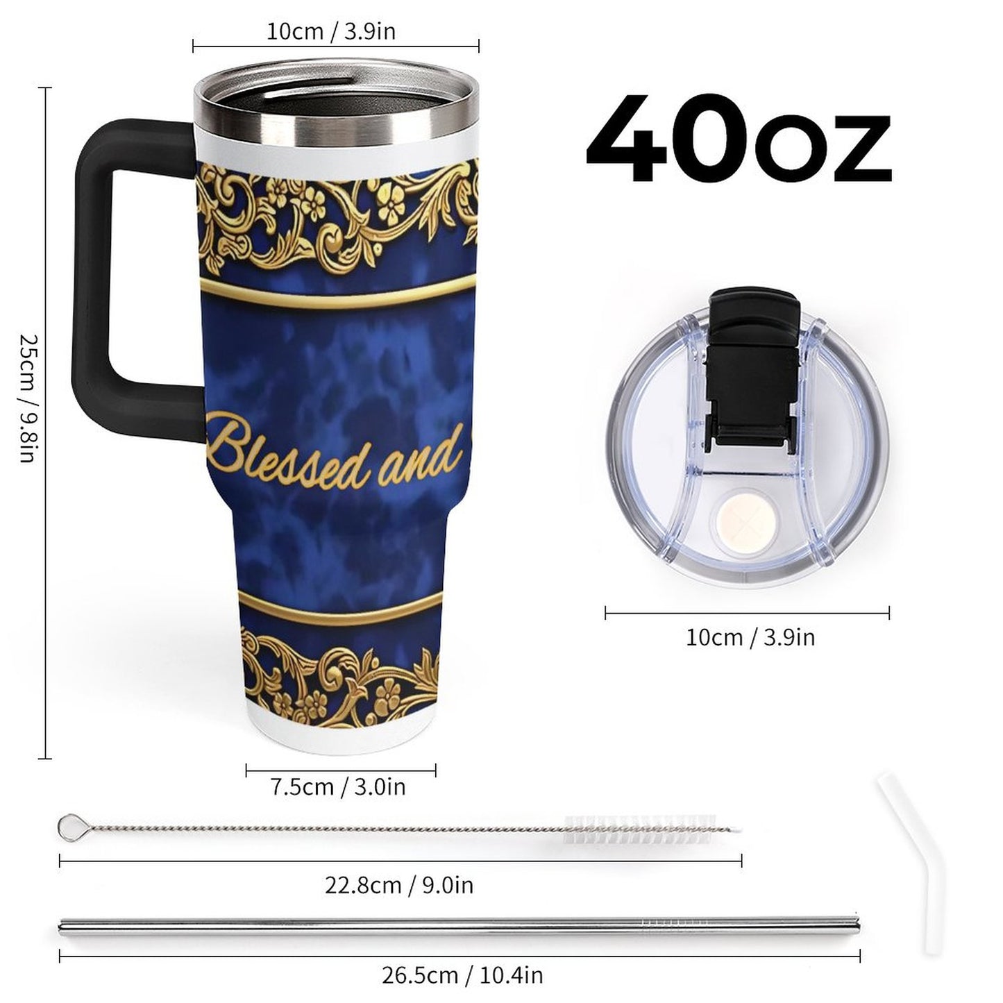 40oz Insulated Tumbler with Handle and Straw