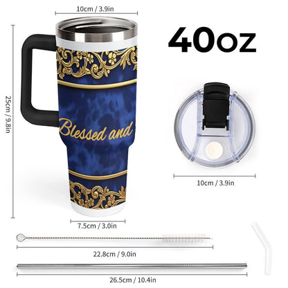 40oz Insulated Tumbler with Handle and Straw