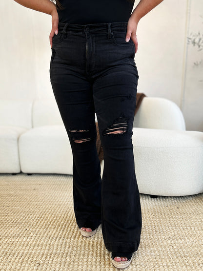 Judy Blue Full Size High Waist Distressed Flare Jeans-0-24W