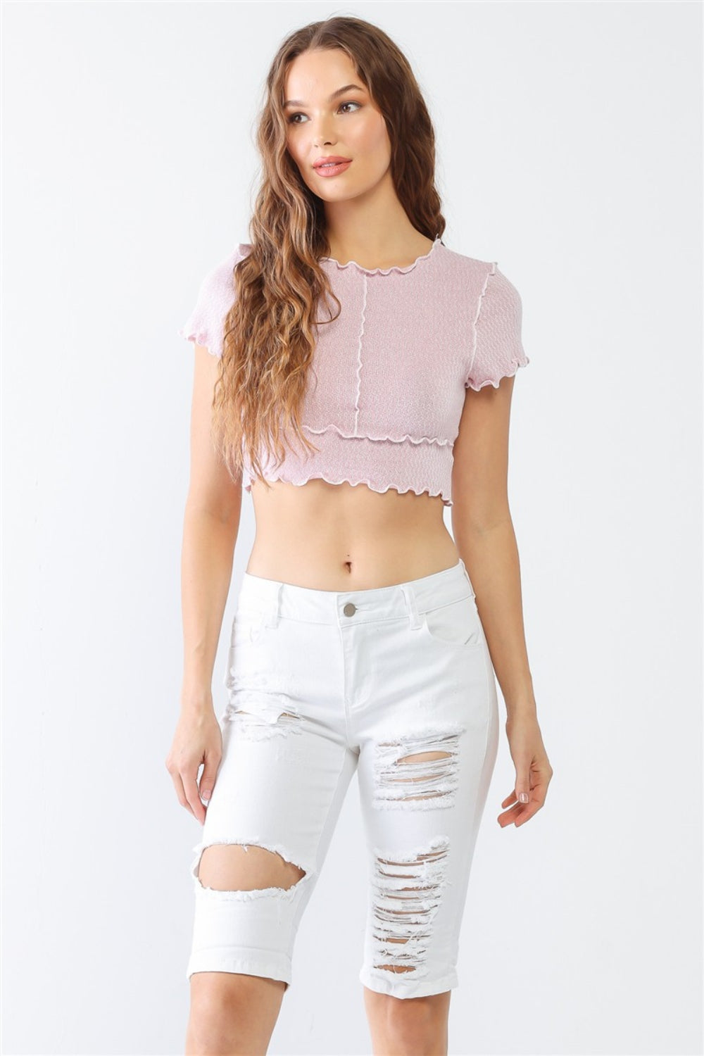 LITZ LA Distressed Bermuda Denim Shorts-26-30 (4/5, 6/7 ,8/9, 10/11, 12/13 OR SMALL-XL)