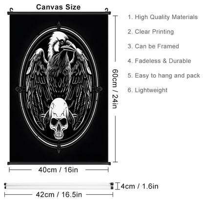 Canvas Hanging Poster with Scrolls-16"x24"/ 40x60cm-EAGLE & SKULL