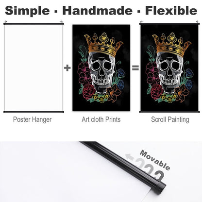 Canvas Hanging Poster with Scrolls-16"x24"/ 40x60cm-CROWNED SKULL